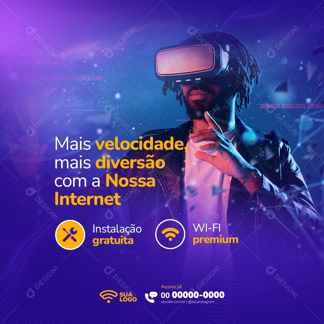 Mais Velocidade Mais Diversão Com a Nossa Internet Social Media PSD Editável