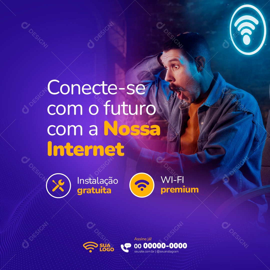 Conecte-se Com o Futuro Com a Nossa Internet Social Media PSD Editável