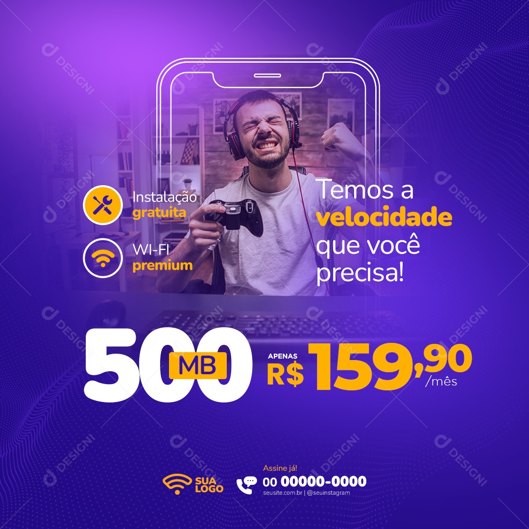 Temos a Velocidade Que Você Precisa Social Media PSD Editável