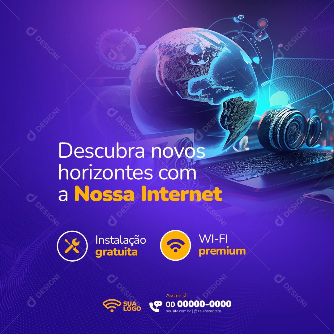 Descubra Novos Horizontes Com a Nossa Internet Social Media PSD Editável