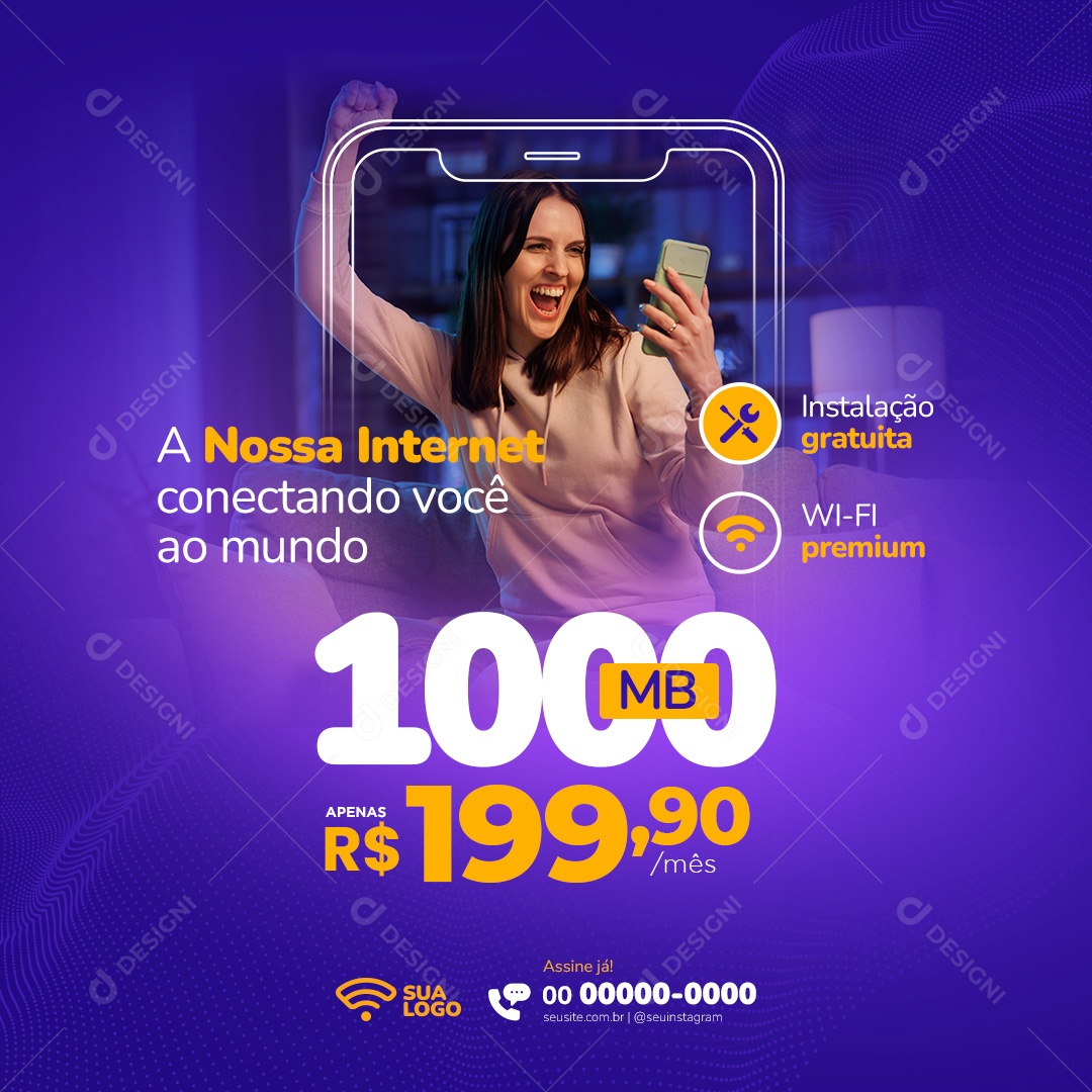 A Nossa Internet Conectando Você ao Mundo Social Media PSD Editável