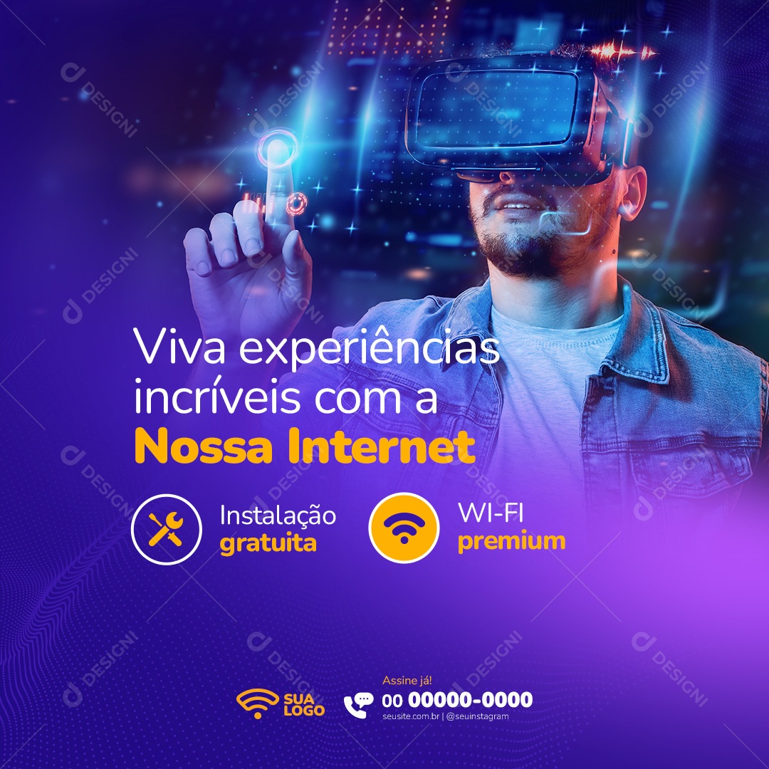 Viva Experiências Incríveis Com a Nossa Internet Social Media PSD Editável