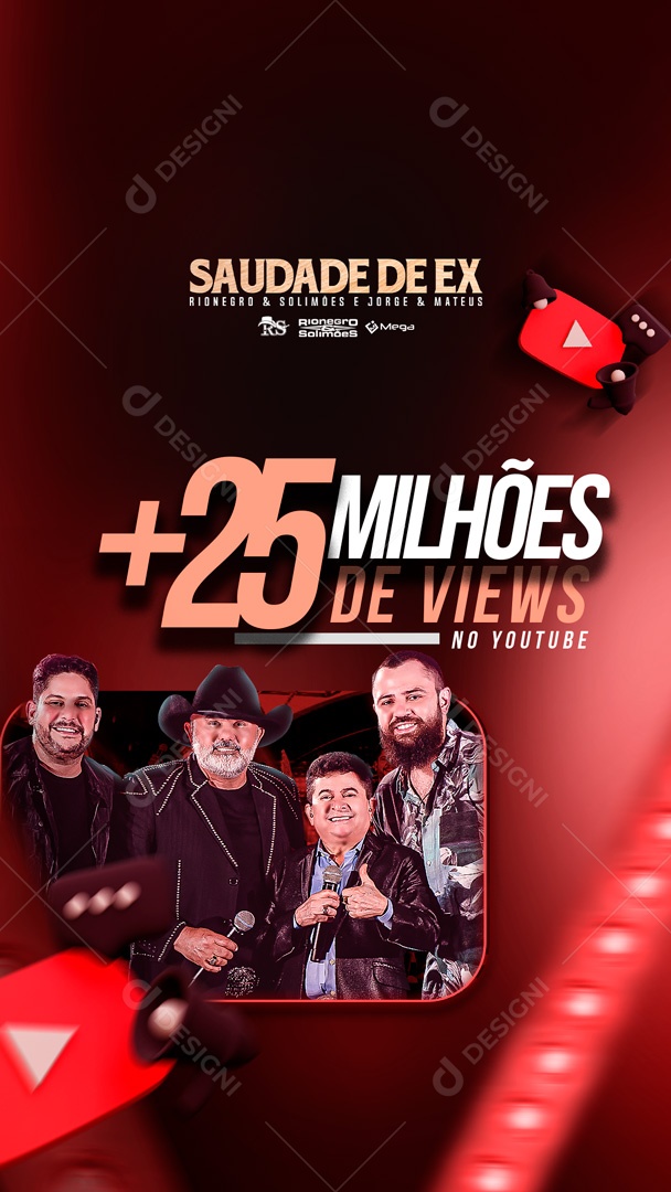 Social Media Story Saudade De Ex Mais 25 De Milhões Views Cantores PSD Editável