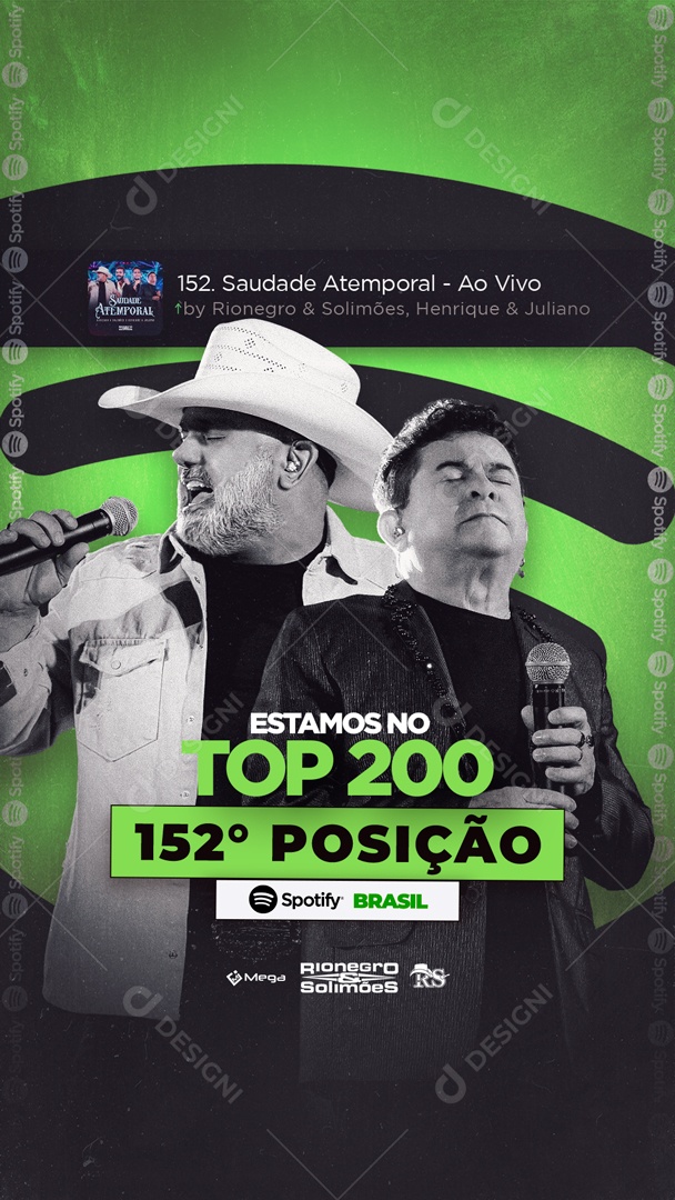 Social Media Estamos Em Top 200 Spotify Sertanejo PSD Editavel