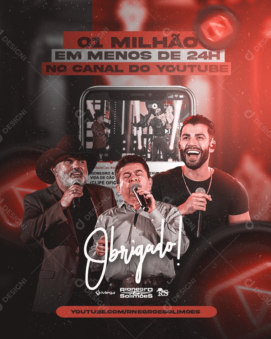 Social Media 1 Milhão Em Menos De 24h Youtube PSD Editável