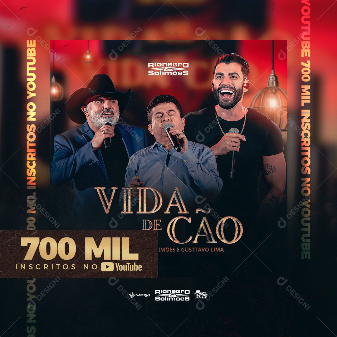 Social Media Flyer Vida De Cão Rio Negro e Solimões Gustavo Lima PSD Editável