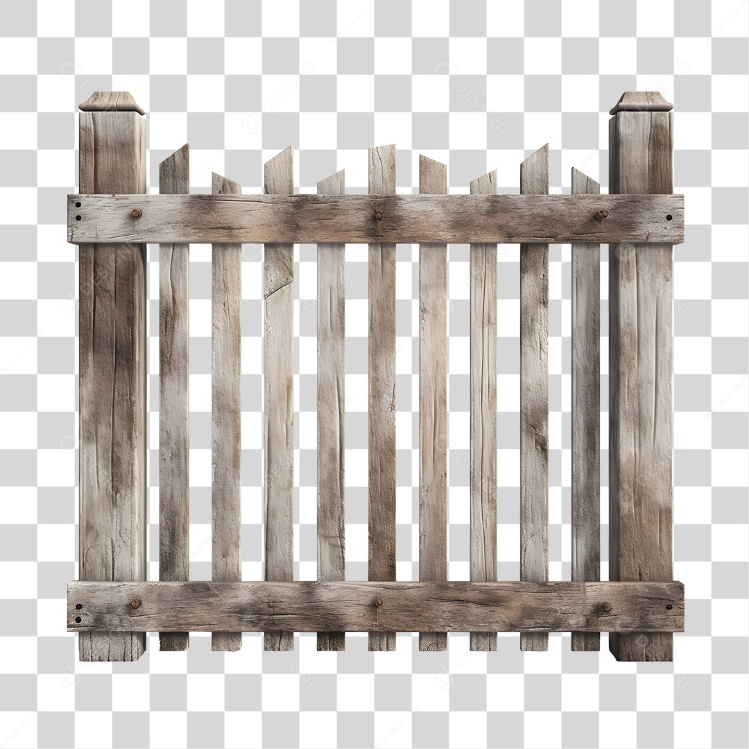 Wooden Fence 3D Saint John Element For Transparent PNG Composition
