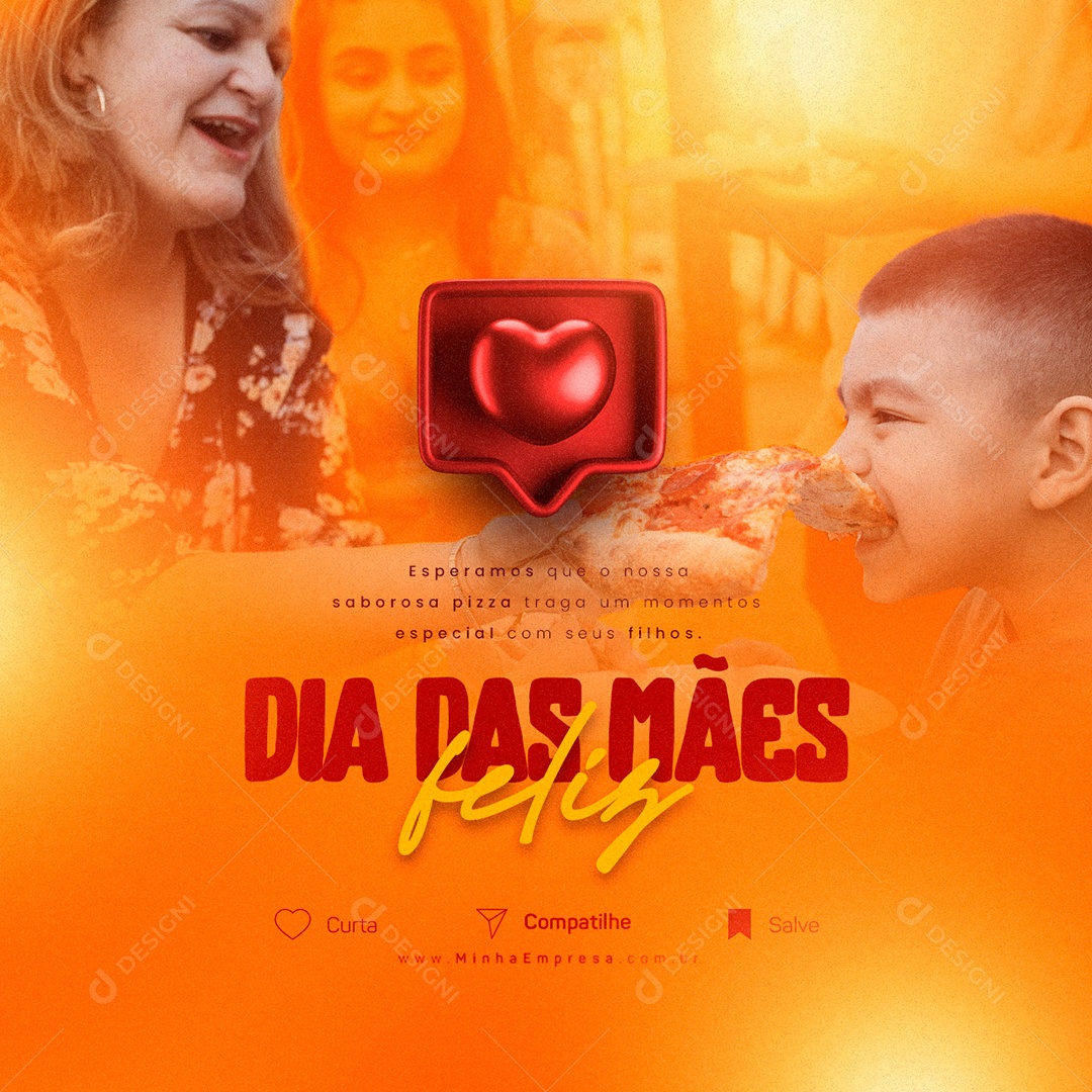 A Nossa Saborosa Pizza Feliz Dia Das Mães Pizzaria Social Medi PSD Editável