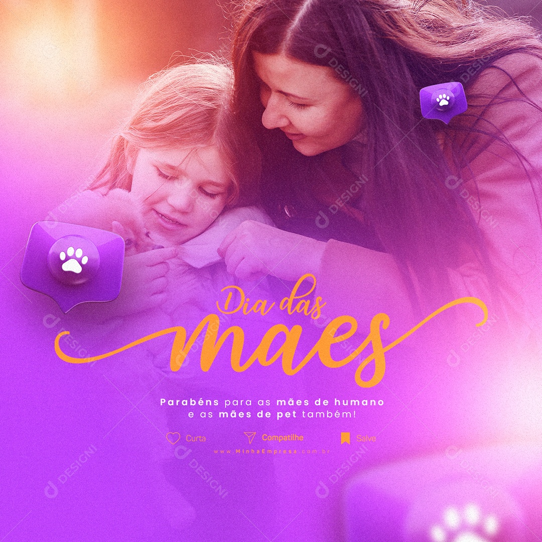 Parabéns Para As Mães De Humano Pet Shop Dia Das Mães Social Media PSD Editável
