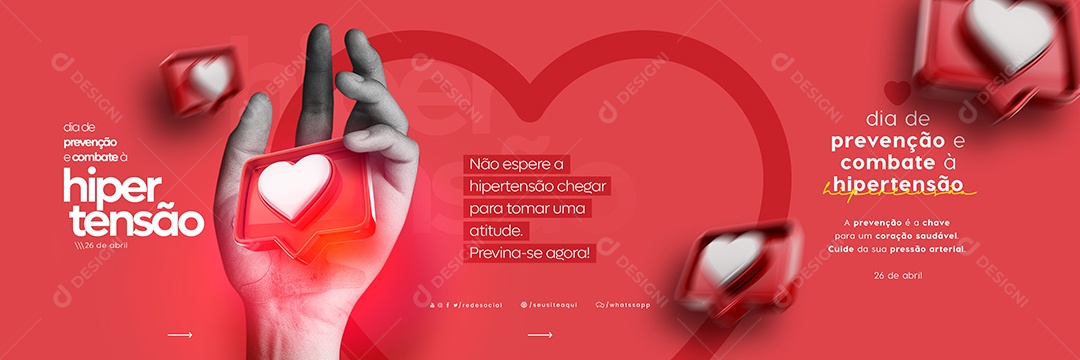 Dia De Prevenção E Combate À Hipertensão Arterial 26 De Abril Carrossel Social Media PSD Editável