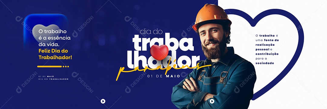 O Trabalho é Uma Fonte De Realização Pessoal e Contribuição Dia Do Trabalhador Carrossel Social Media PSD Editável