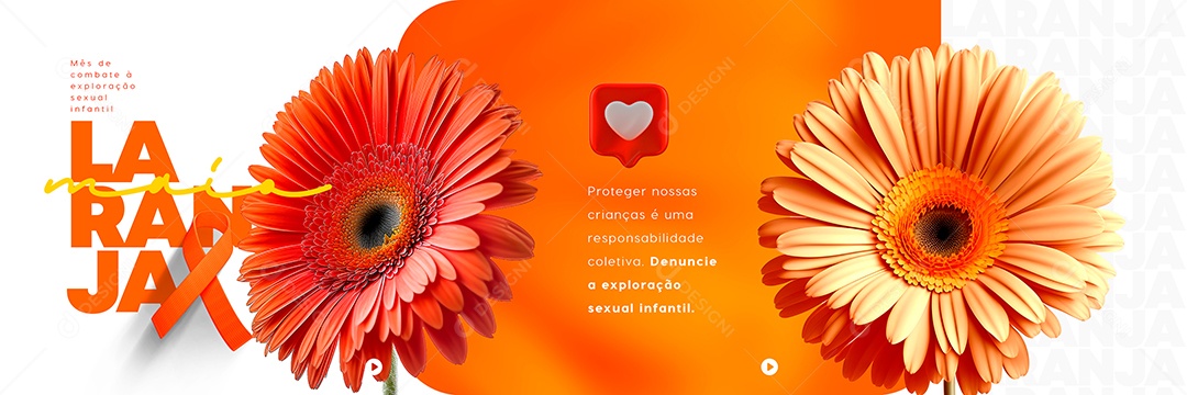 Maio Laranja Proteger Nossa Crianças é Uma Responsabilidade Coletiva Carrossel Social Media PSD Editável