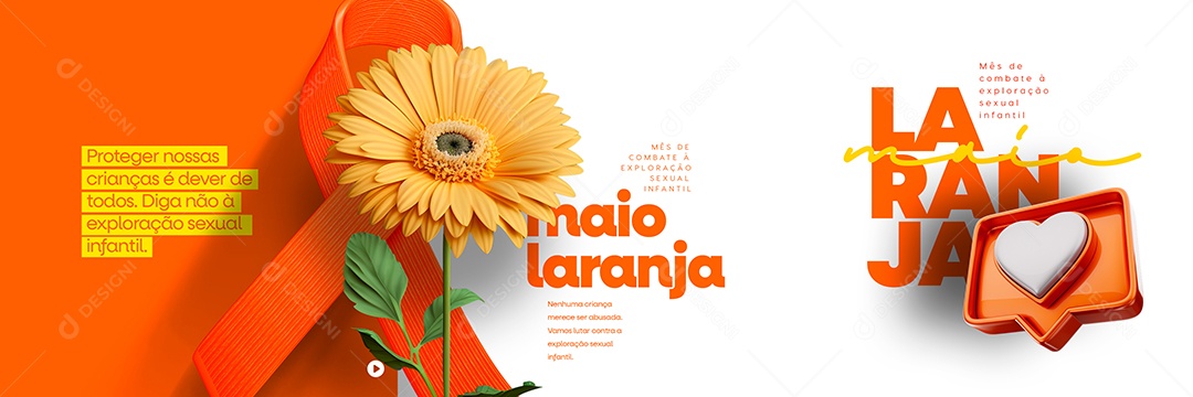 Proteger Nossas Crianças É Dever De Todos Maio Laranja Carrossel Social Media PSD Editável