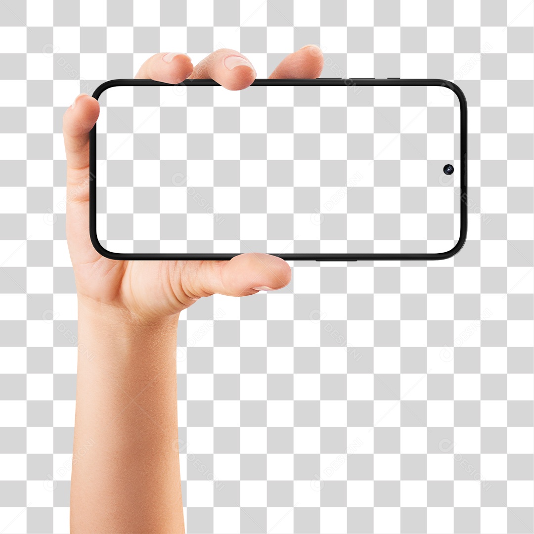 Celular Smartphone em Mão de Mulher Celular Deitado PNG Transparente