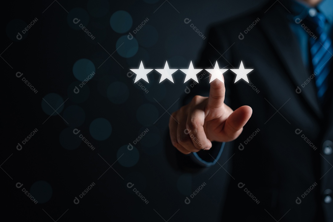 Empresário do cliente tocando ilustração brilhante serviço de classificação