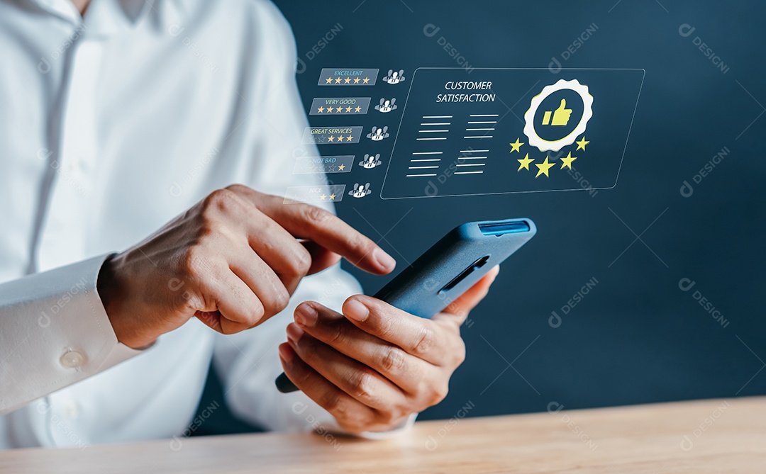 Experiência do cliente Dê cinco estrelas 5.0 no smartphone a melhor garantia de qualidade