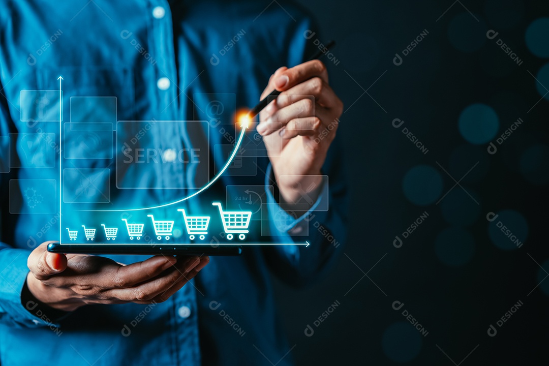 E-Shop Crescimento, venda online, conceito de entrega.