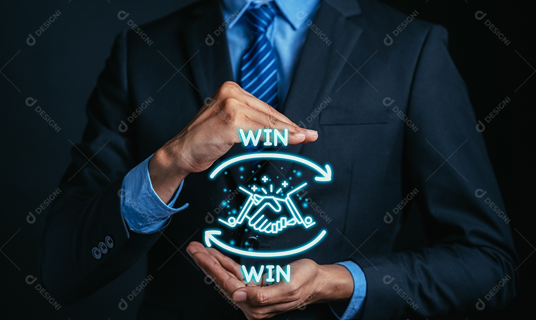 Negócio de estratégia ganha-ganha, trabalho em equipe