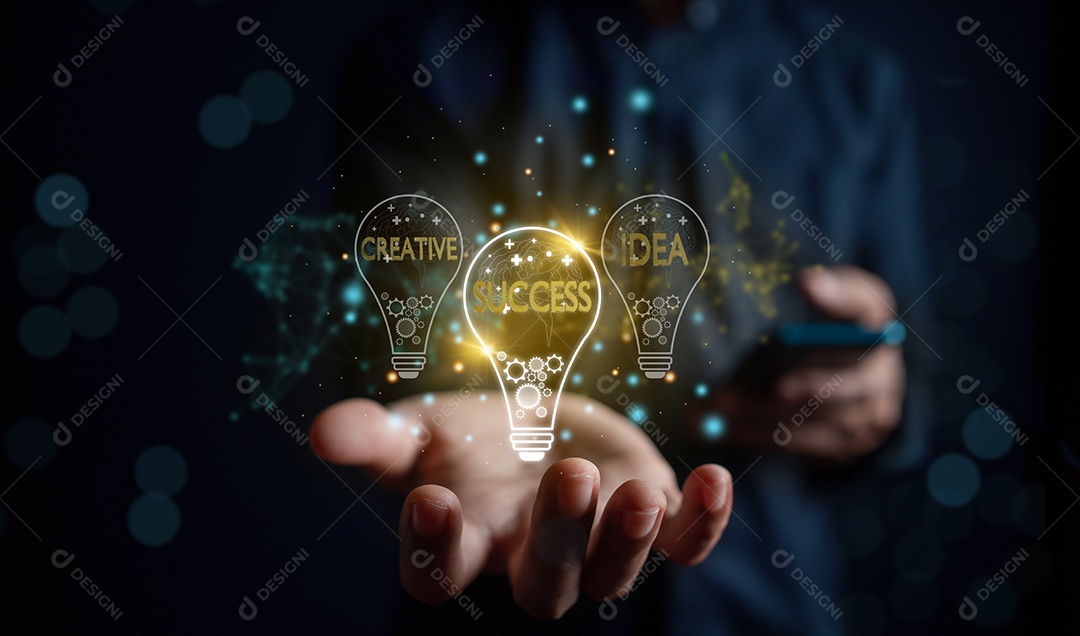 Idéias criativas de pensamento inteligente e inovação do empresário