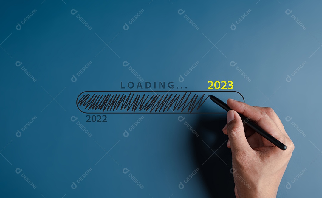 Desenhando manualmente a barra de download virtual e carregando para o Ano Novo e mudando o ano de 2022 para 2023.