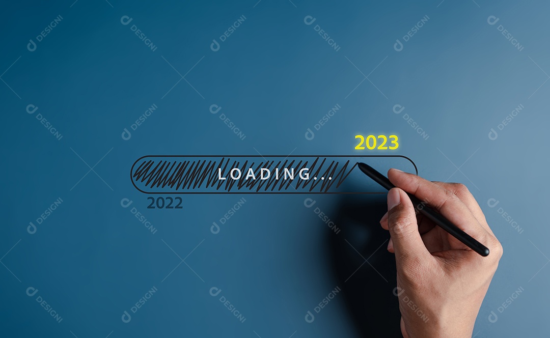 Desenhando manualmente a barra de download virtual e carregando para o Ano Novo e mudando o ano de 2022 para 2023.