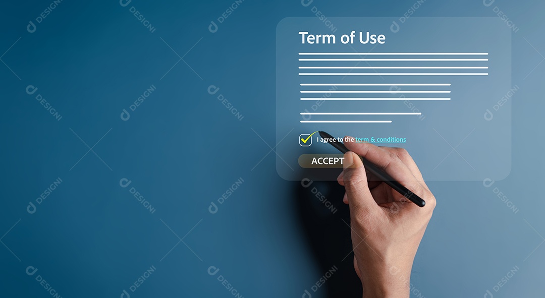 Marque a mão para concordar e aceitar os Termos de uso