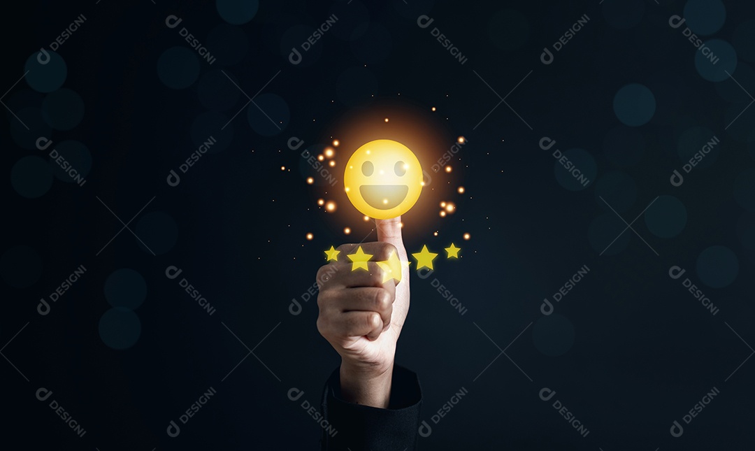 Conceito de revisão de feedback de satisfação do cliente.