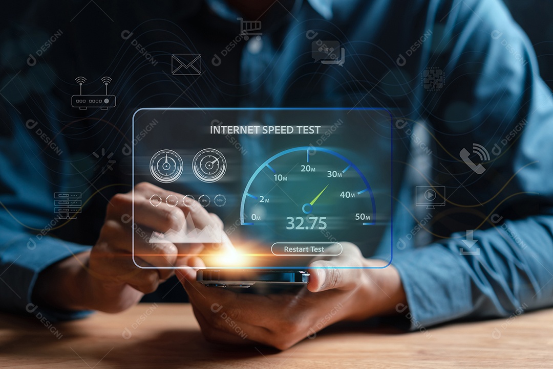 Tecnologia de rede de largura de banda de teste de velocidade de conexão super rápida à Internet