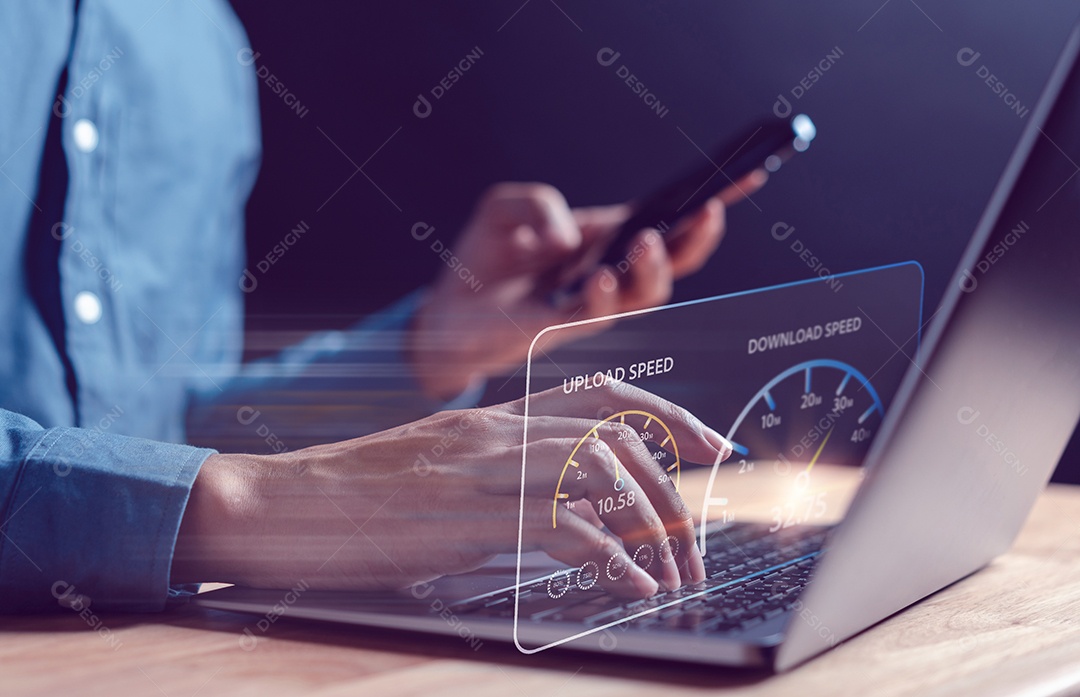 Tecnologia de rede de largura de banda de teste de velocidade de conexão super rápida à Internet