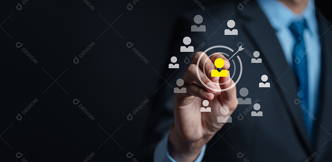 HRM ou Gestão de Recursos Humanos, Marque a mão ou selecione e aceite o ícone do gerente