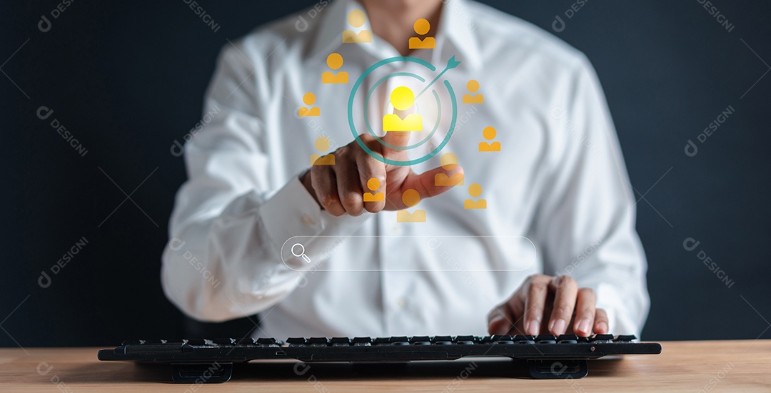 HRM ou Gestão de Recursos Humanos, Marque a mão ou selecione e aceite o ícone do gerente