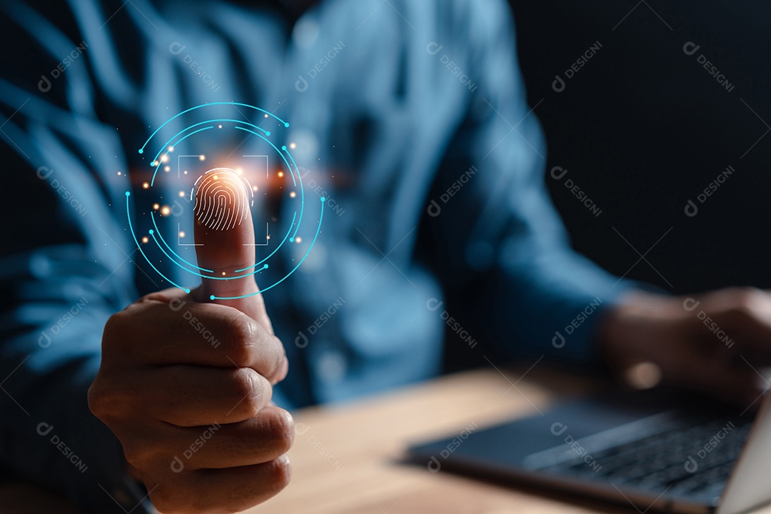 Processamento digital futurista do dedo de identificação biométrica