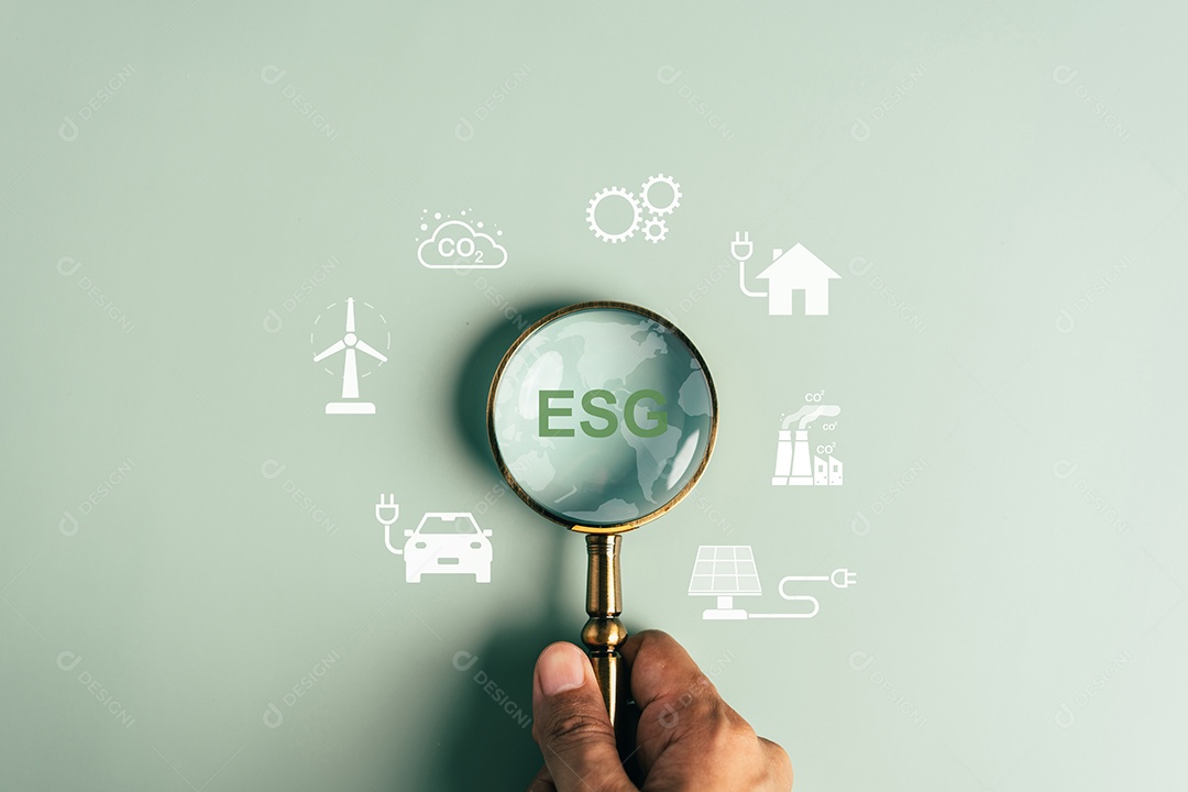 ESG Ambiental, ambiental, social e governança em negócios sustentáveis ​​e éticos na conexão de rede
