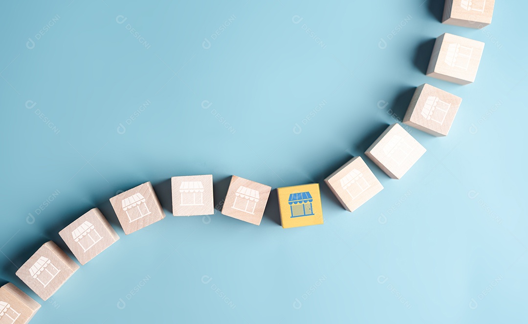 Loja ou franquia, conceito de crescimento e logística de negócios.