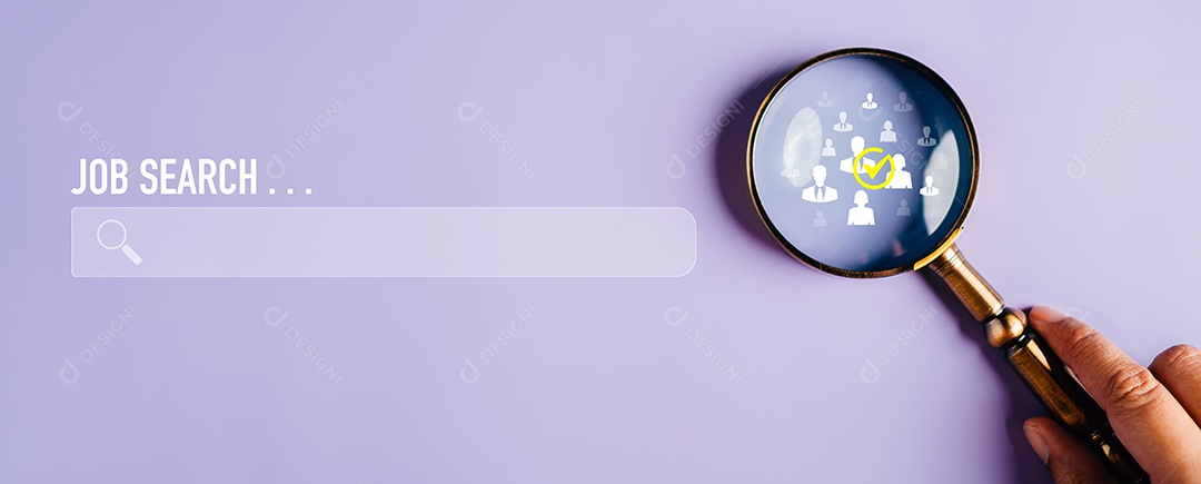 Lupa para procurar novos empregos on-line em sites de recrutamento