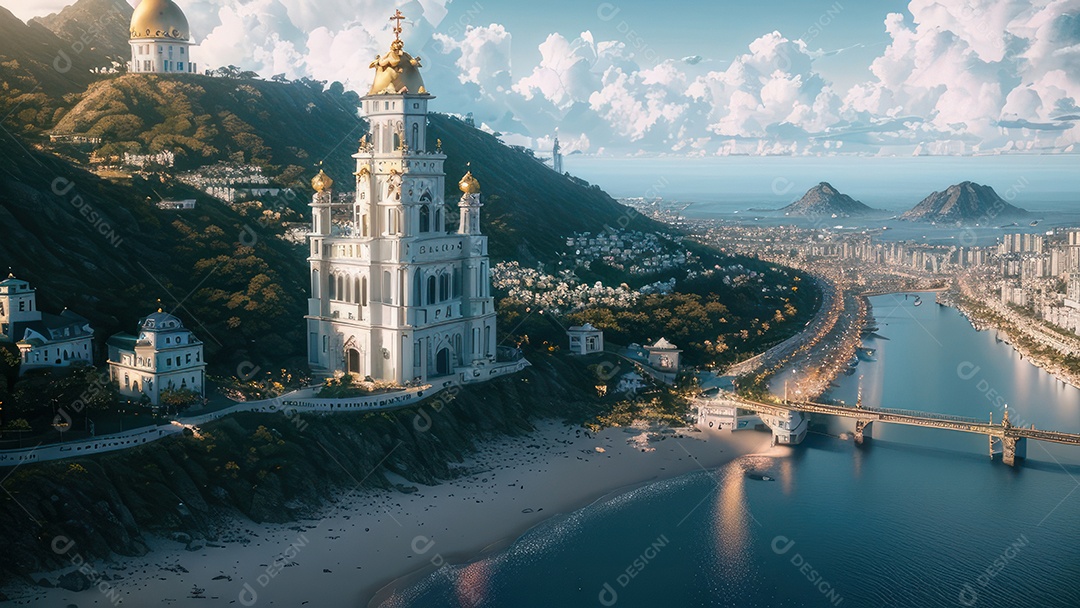 Linda imagem realista vista aérea de uma cidade.