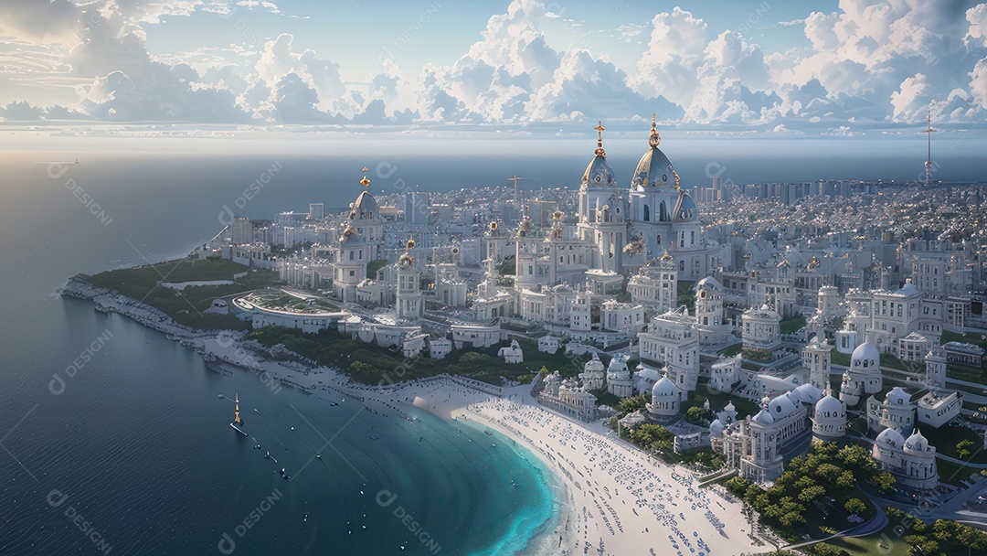 Linda imagem realista vista aérea de uma cidade.