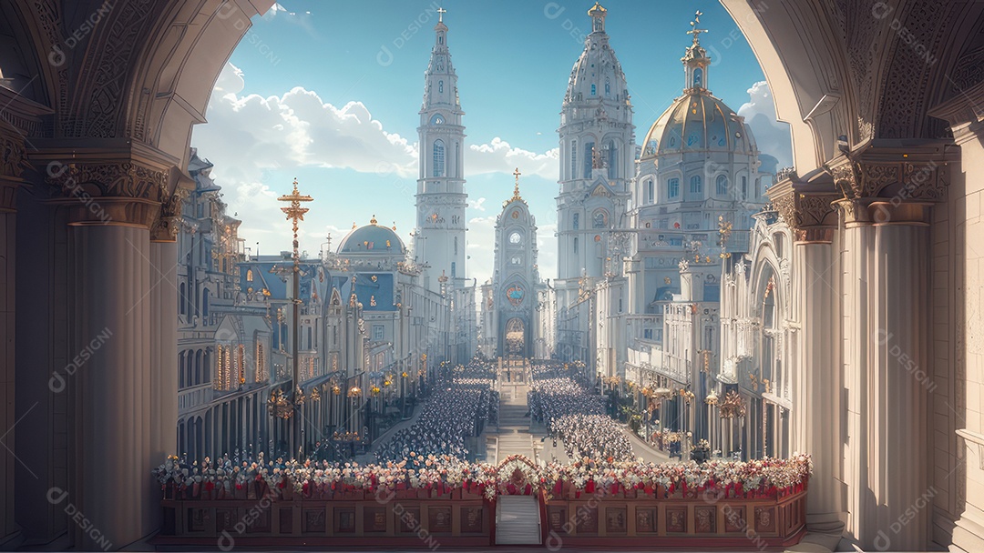 Linda imagem realista de interior de uma igreja.