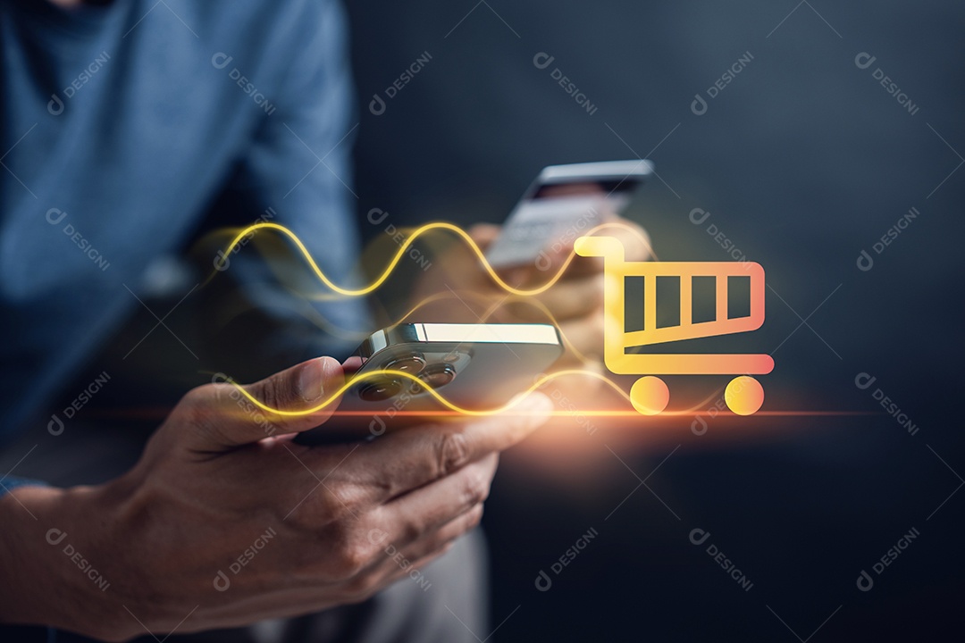 Conceito de pagamento on-line de compras.