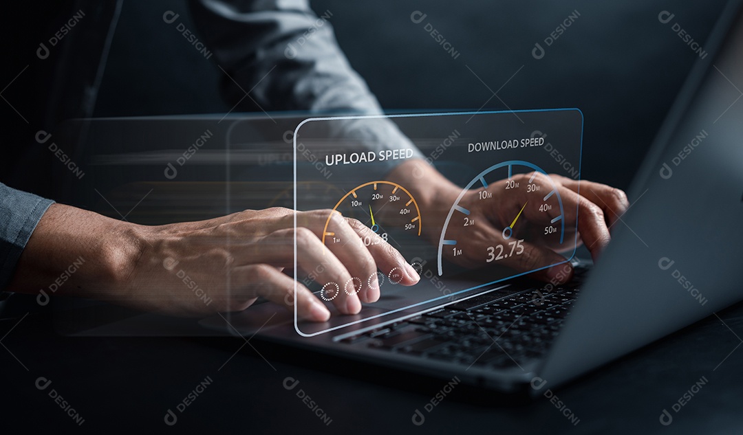 Tecnologia de rede de largura de banda de teste de velocidade de conexão super rápida à Internet