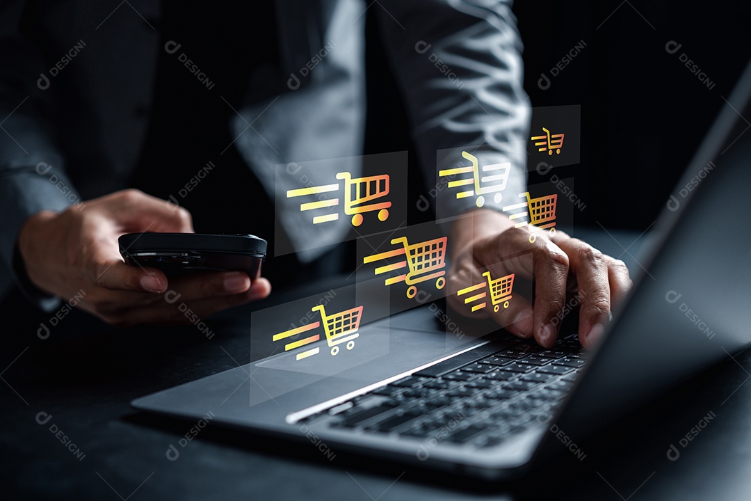 Conceito de pagamento on-line de compras.