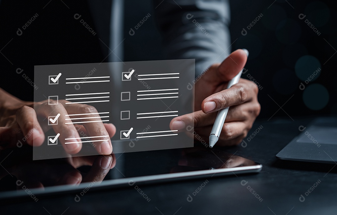 Empresário marque uma avaliação, questionário, avaliação