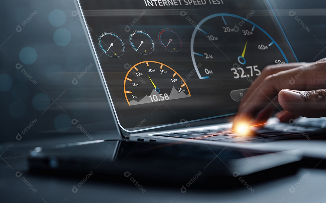 Tecnologia de rede de largura de banda de teste de velocidade de conexão super rápida à Internet