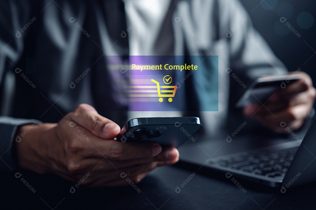 Conceito de pagamento on-line de compras.