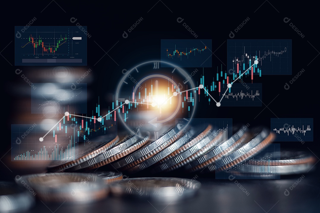 Finanças empresariais e conceito de investimento, ganho de capital crescimento econômico do dinheiro mundial.