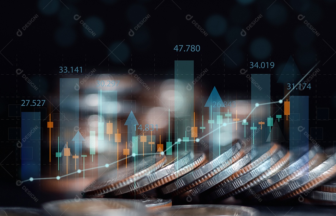 Finanças empresariais e conceito de investimento, ganho de capital crescimento econômico do dinheiro mundial.