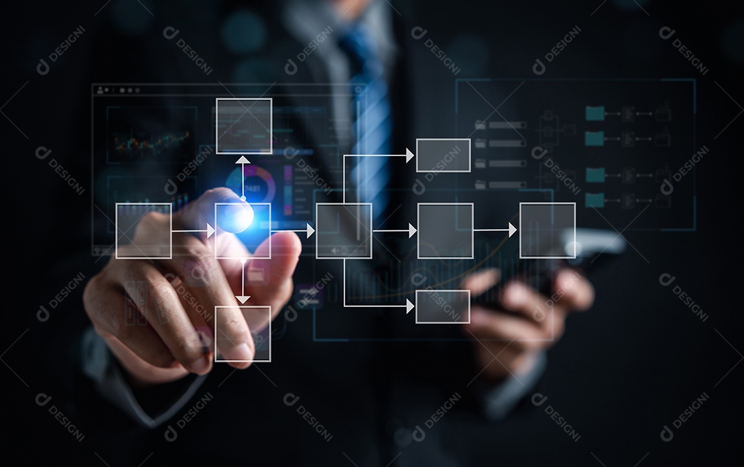 Analista de dados trabalhando em análise de negócios e sistema de gerenciamento