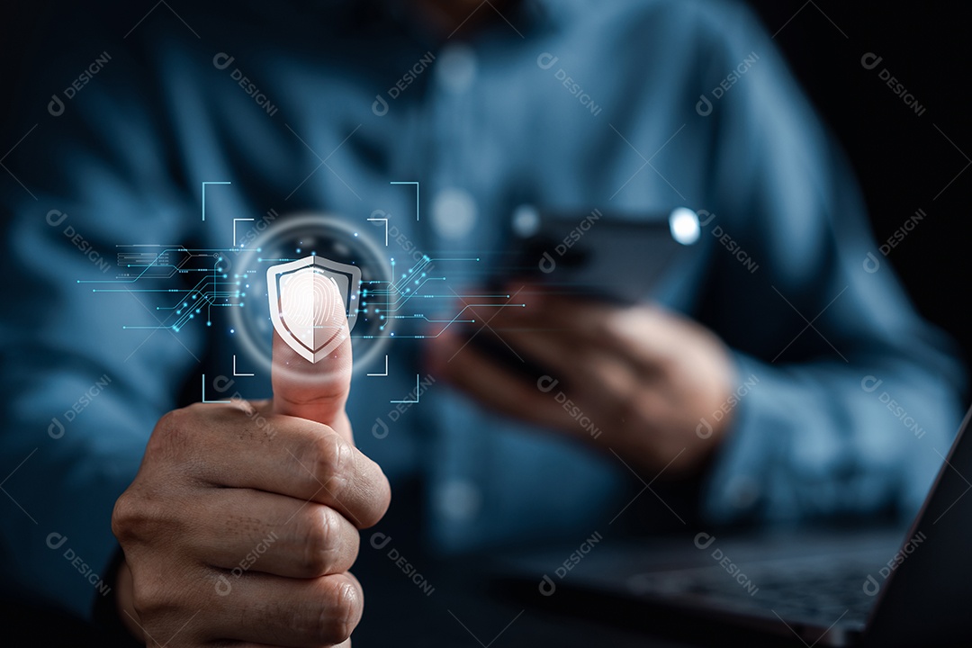 Processamento de varredura de proteção cibernética digital de segurança de scanner de impressão digital de identificação biométrica