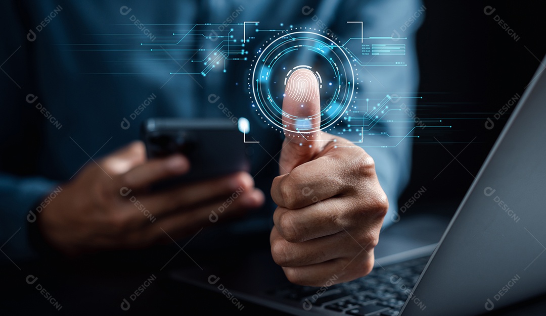 Processamento de varredura de proteção cibernética digital de segurança de scanner de impressão digital de identificação biométrica