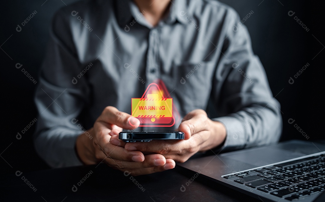 Sinal de advertência do sistema para erro de notificação e conceito de manutenção.